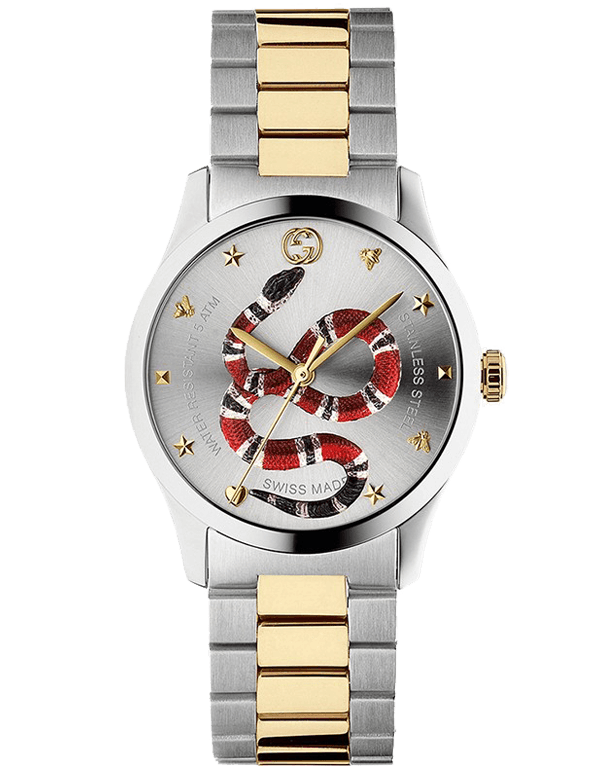  Shop Authentic Gucci G Timeless Quartz Stainless Steel Silver Dial 27mm Watch For Women - YA126591 - Luxxuri