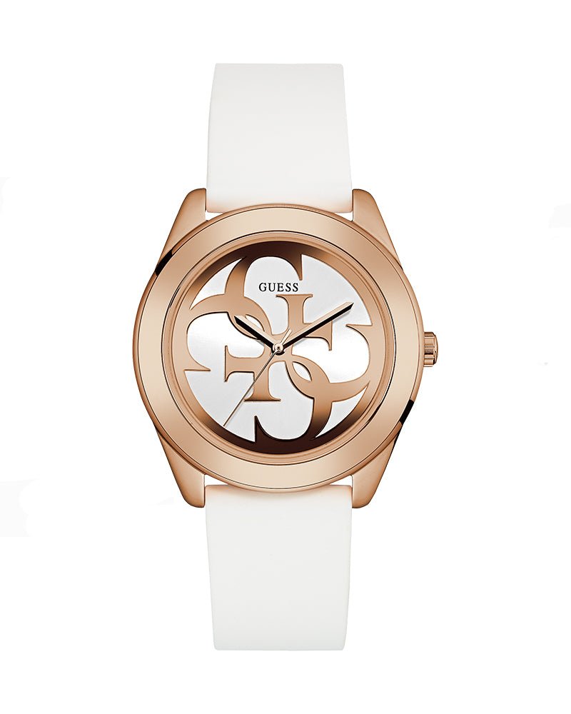  Shop Authentic Guess G Twist White & Gold Dial White Silicone Strap Watch For Women - W0911L5 - Luxxuri