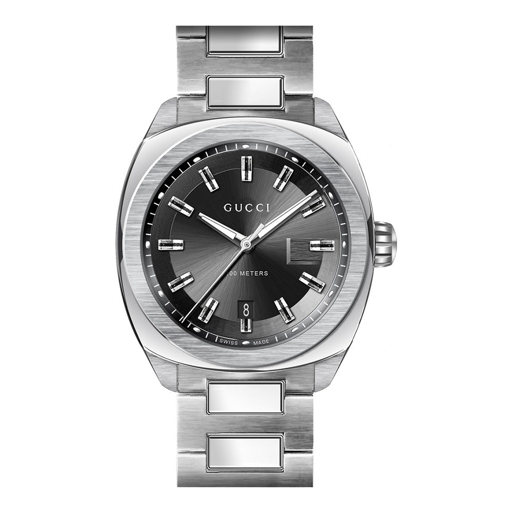  Shop Authentic Gucci GG2570 Quartz Black Dial Silver Steel Strap Watch For Men - YA142301 - Luxxuri