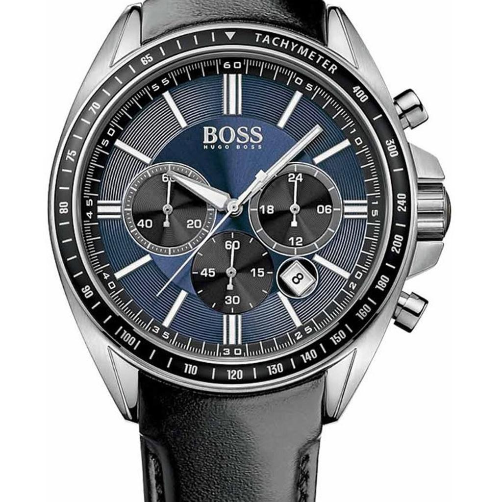  Shop Authentic Hugo Boss Driver Sport Chronograph Blue Dial Black Leather Strap Watch for Men - 1513077 - Luxxuri