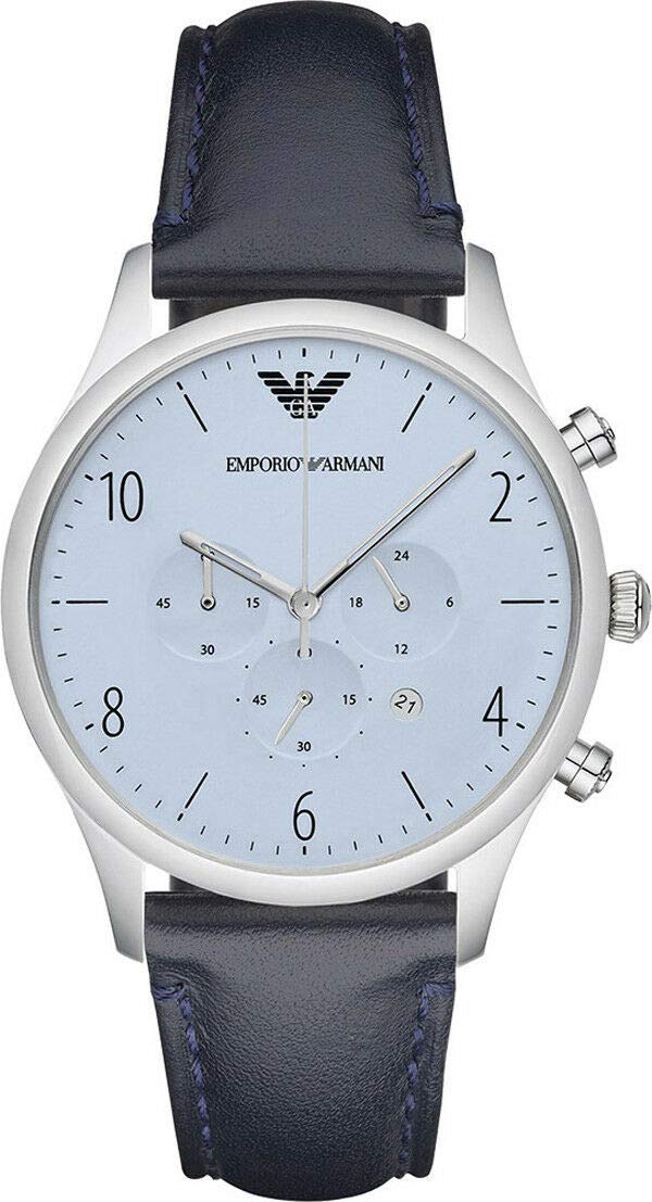  Shop Authentic Emporio Armani Chronograph Blue Dial Blue Leather Strap Watch For Men - AR1889 - Luxxuri