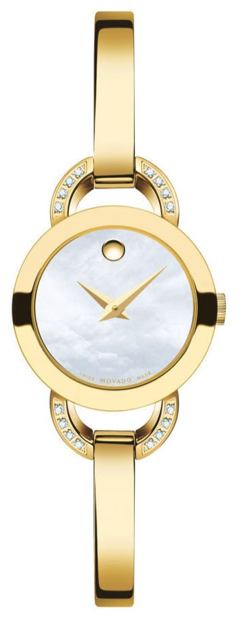  Shop Authentic Movado Rondiro Mother of Pearl Dial Gold Steel Strap Watch For Women - 0606889 - Luxxuri