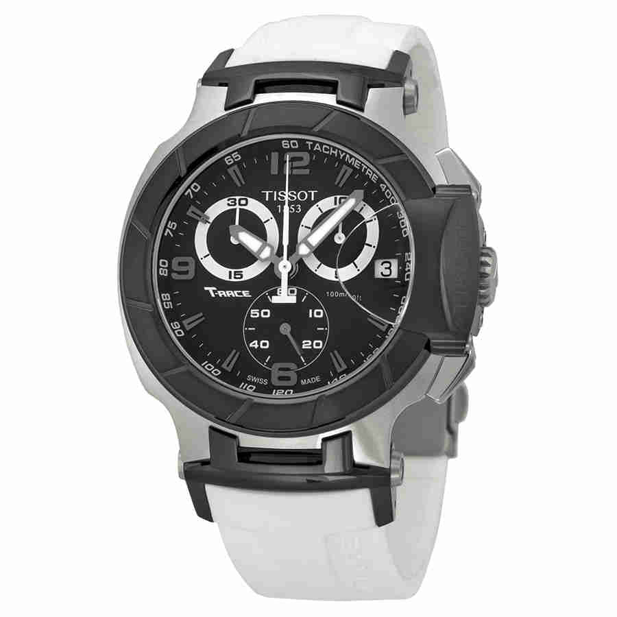  Shop Authentic Tissot T Race Chronograph Black Dial White Rubber Strap Watch for Men - T048.417.27.057.05 - Luxxuri