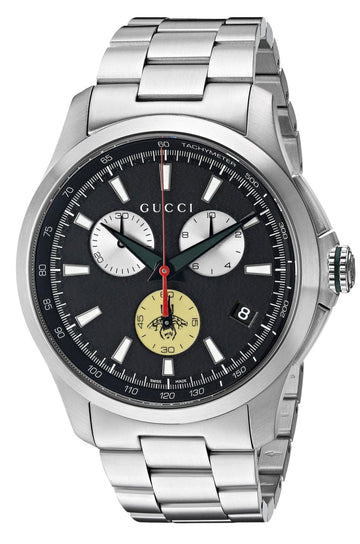  Shop Authentic Gucci G-Timeless Chronograph Black Dial Silver Steel Strap Watch For Men - YA126267 - Luxxuri