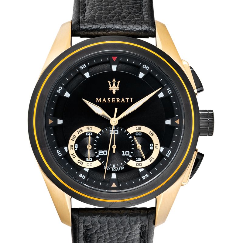  Shop Authentic Maserati Traguardo Chronograph Black Dial Black Leather Strap Watch For Men - R8871612033 - Luxxuri