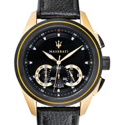  Shop Authentic Maserati Traguardo Chronograph Black Dial Black Leather Strap Watch For Men - R8871612033 - Luxxuri
