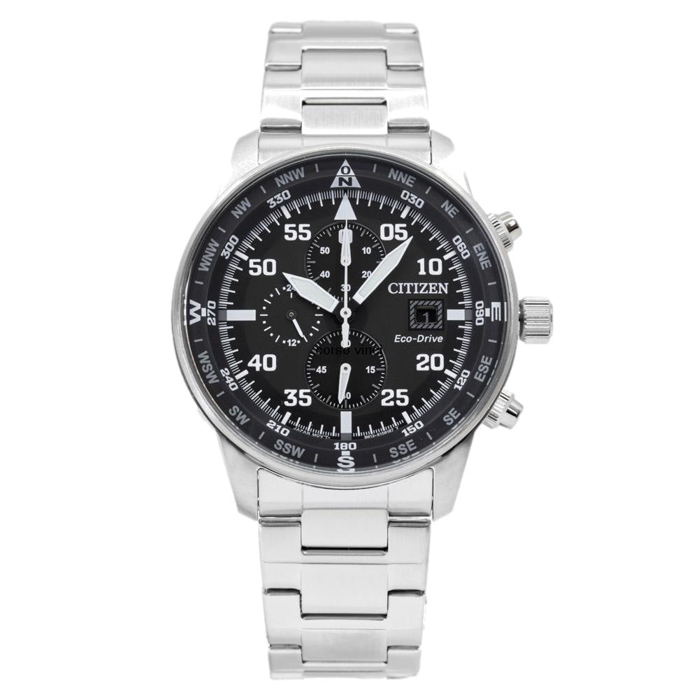 Shop Authentic Citizen Eco Drive Chronograph Black Dial Silver Steel Strap Watch For Men - CA0690-88E - Luxxuri