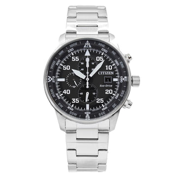  Shop Authentic Citizen Eco Drive Chronograph Black Dial Silver Steel Strap Watch For Men - CA0690-88E - Luxxuri