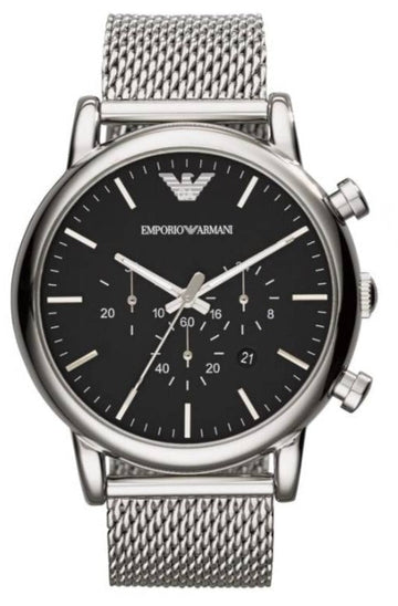  Shop Authentic Emporio Armani Classic Chronograph Black Dial Silver Mesh Bracelet Watch For Men - AR1808 - Luxxuri