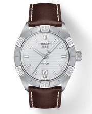 Shop Authentic Tissot PR 100 Sport Silver Dial Brown Leather Strap Watch For Men - T101.610.16.031.00 - Luxxuri
