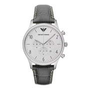  Shop Authentic Emporio Armani Classic Chronograph Silver Dial Grey Leather Strap Watch For Men - AR1861 - Luxxuri