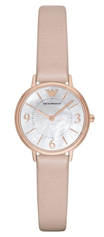  Shop Authentic Emporio Armani Kappa White Mother of Pearl Dial Pink Leather Strap Watch For Women - AR2512 - Luxxuri