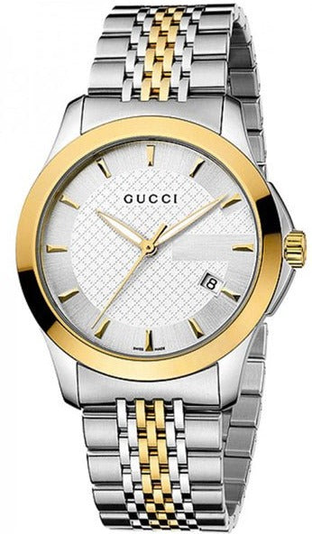  Shop Authentic Gucci G Timeless Silver Dial Two Tone Steel Strap Watch For Men - YA126409 - Luxxuri