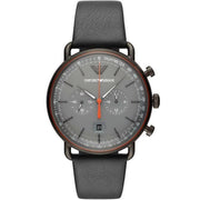  Shop Authentic Emporio Armani Aviator Grey Dial Grey Leather Strap Watch For Men - AR11168 - Luxxuri