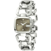  Shop Authentic Gucci G Gucci Brown Dial Silver Steel Strap Watch For Women - YA125503 - Luxxuri