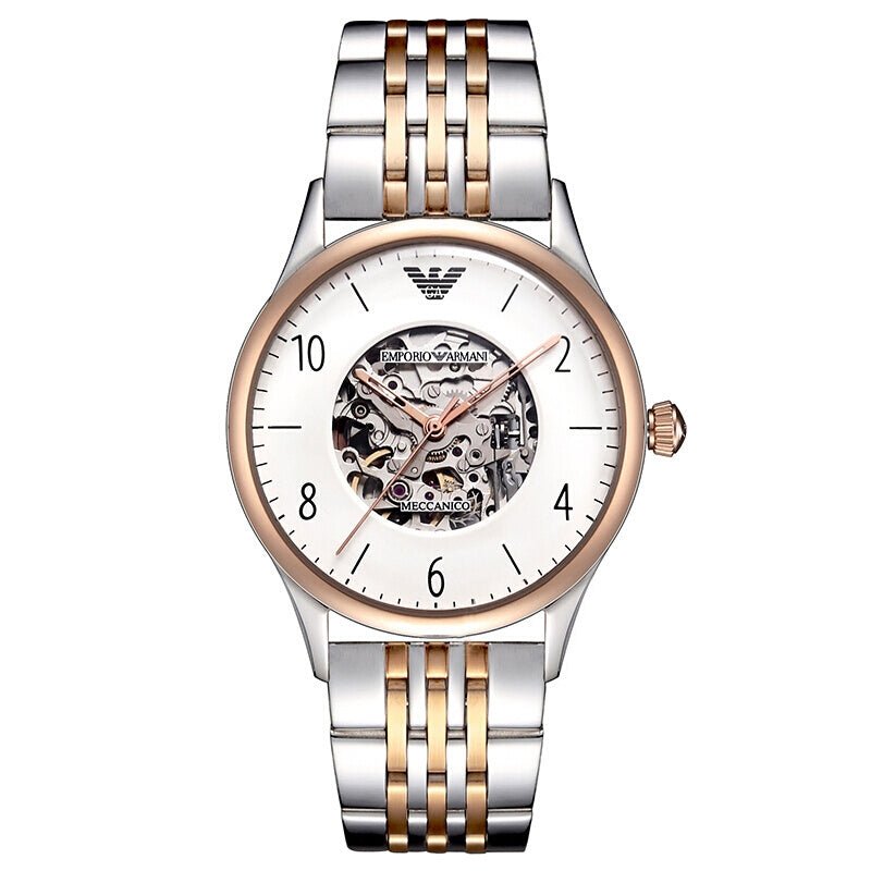  Shop Authentic Emporio Armani Meccanico White Dial Two Tone Steel Strap Watch For Men - AR1921 - Luxxuri