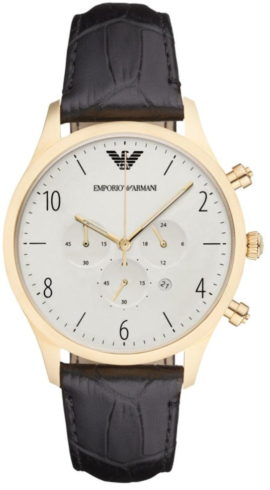  Shop Authentic Emporio Armani Classic Chronograph White Dial Black Leather Strap Watch For Men - AR1892 - Luxxuri