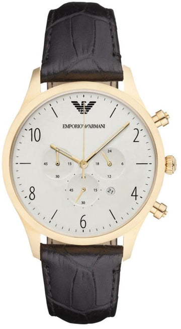  Shop Authentic Emporio Armani Classic Chronograph White Dial Black Leather Strap Watch For Men - AR1892 - Luxxuri