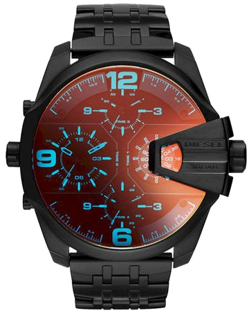  Shop Authentic Diesel Uber Chief Chronograph Red Dial Black Steel Strap Watch For Men - DZ7373 - Luxxuri