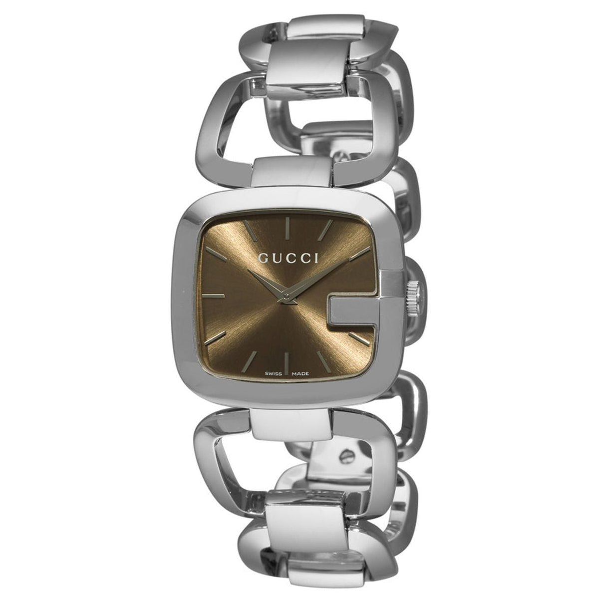  Shop Authentic Gucci G Gucci Brown Dial Silver Steel Strap Watch For Women - YA125507 - Luxxuri