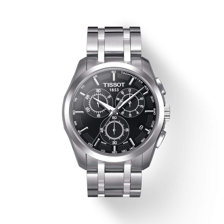  Shop Authentic Tissot Couturier Chronograph Black Dial Silver Steel Strap Watch For Men - T035.617.11.051.00 - Luxxuri