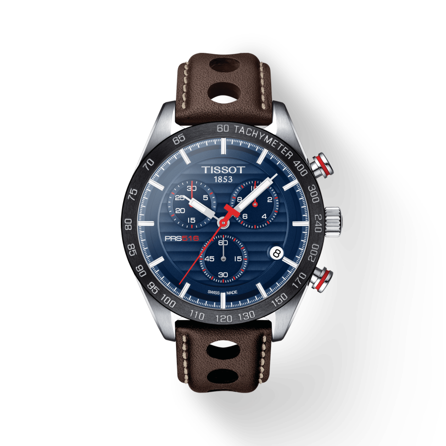  Shop Authentic Tissot PRS 516 Chronograph Blue Dial Brown Leather Strap Watch For Men - T100.417.16.041.00 - Luxxuri
