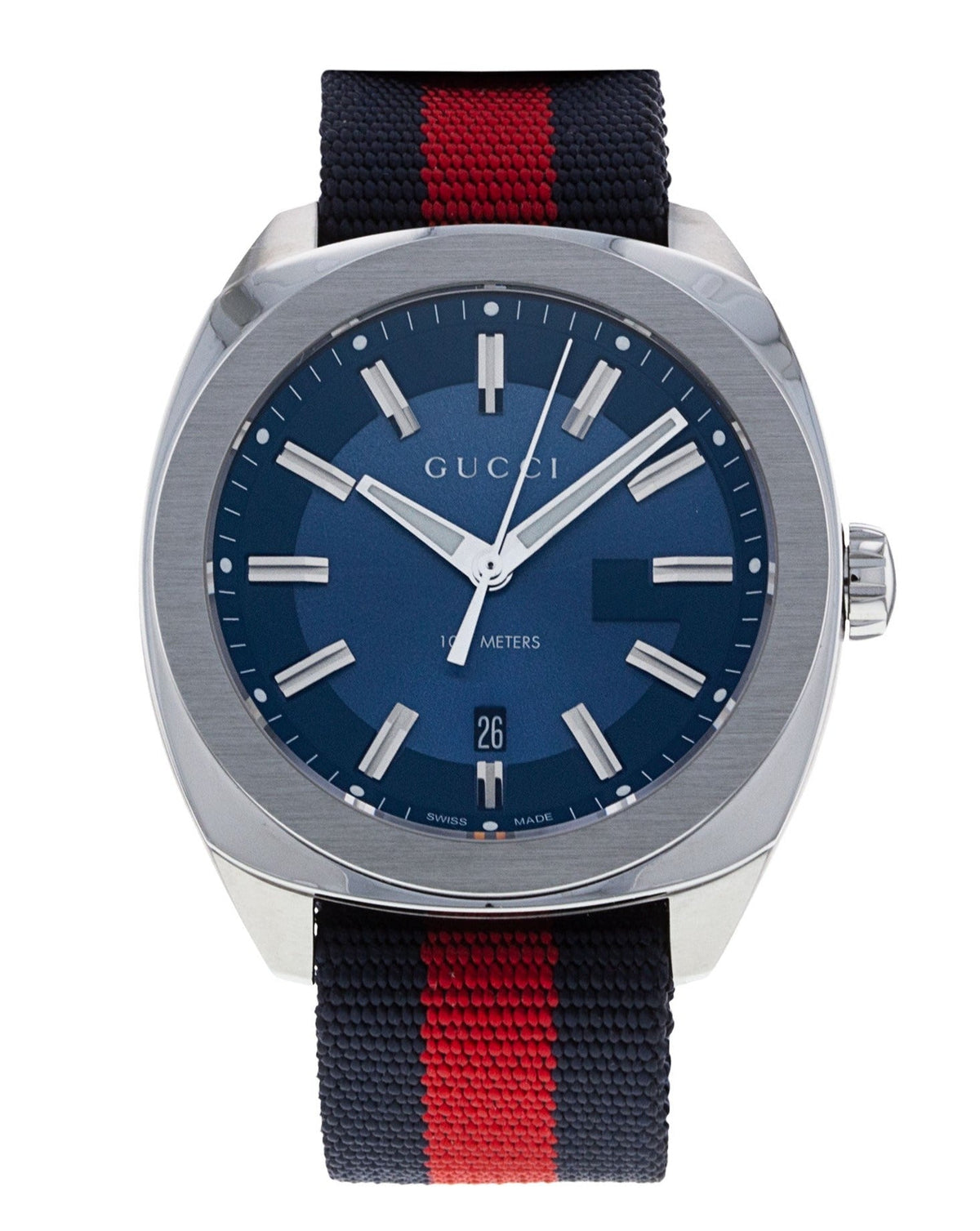  Shop Authentic Gucci GG2570 Quartz Blue Dial Blue & Red Nylon Strap Watch For Men - YA142304 - Luxxuri