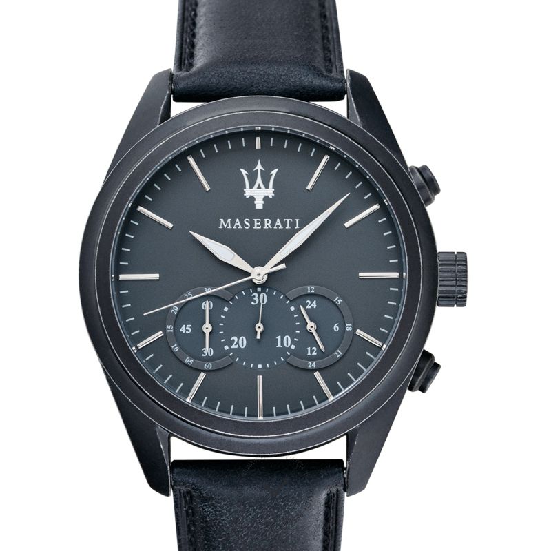  Shop Authentic Maserati Traguardo Black Leather Strap Quartz Black Dial Watch For Men - R8871612019 - Luxxuri