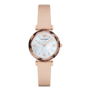  Shop Authentic Emporio Armani Mother of Pearl Dial Beige Leather Strap Watch For Women - AR11004 - Luxxuri