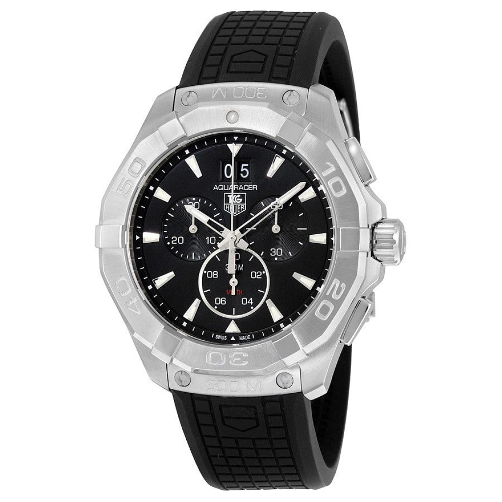  Shop Authentic Tag Heuer Aquaracer Chronograph Black Dial Black Rubber Strap Watch for Men - CAY1110.FT6041 - Luxxuri