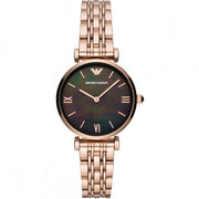  Shop Authentic Emporio Armani Gianni T-Bar Black Dial Rose Gold Strap Watch For Women - AR11145 - Luxxuri