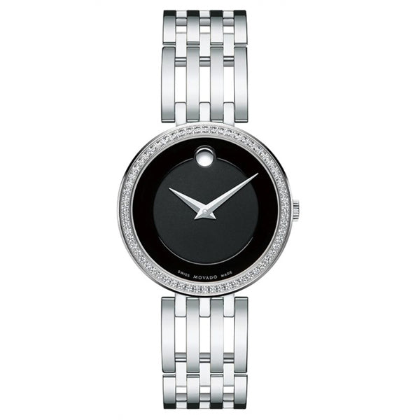  Shop Authentic Movado Esperanza 63 Diamonds Black Dial Silver Steel Strap Watch For Women - 0607052 - Luxxuri