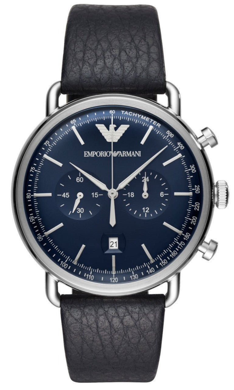  Shop Authentic Emporio Armani Aviator Blue Dial Blue Leather Strap Watch For Men - AR11105 - Luxxuri