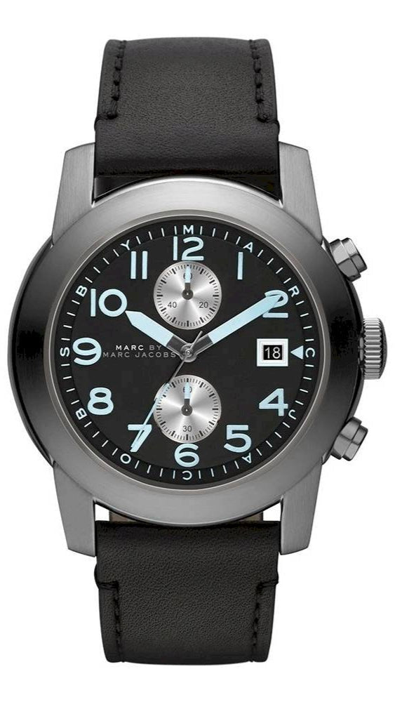  Shop Authentic Marc Jacobs Larry Chronograph Black Dial Black Leather Strap Watch for Men - MBM5054 - Luxxuri