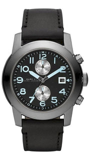  Shop Authentic Marc Jacobs Larry Chronograph Black Dial Black Leather Strap Watch for Men - MBM5054 - Luxxuri