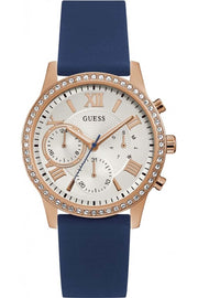  Shop Authentic Guess Solar White Rose Gold Dial Blue Rubber Strap Watch For Women - W1135L3 - Luxxuri