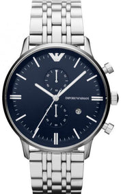  Shop Authentic Emporio Armani Gianni Chronograph Blue Dial Silver Steel Strap Watch For Men - AR80013 - Luxxuri