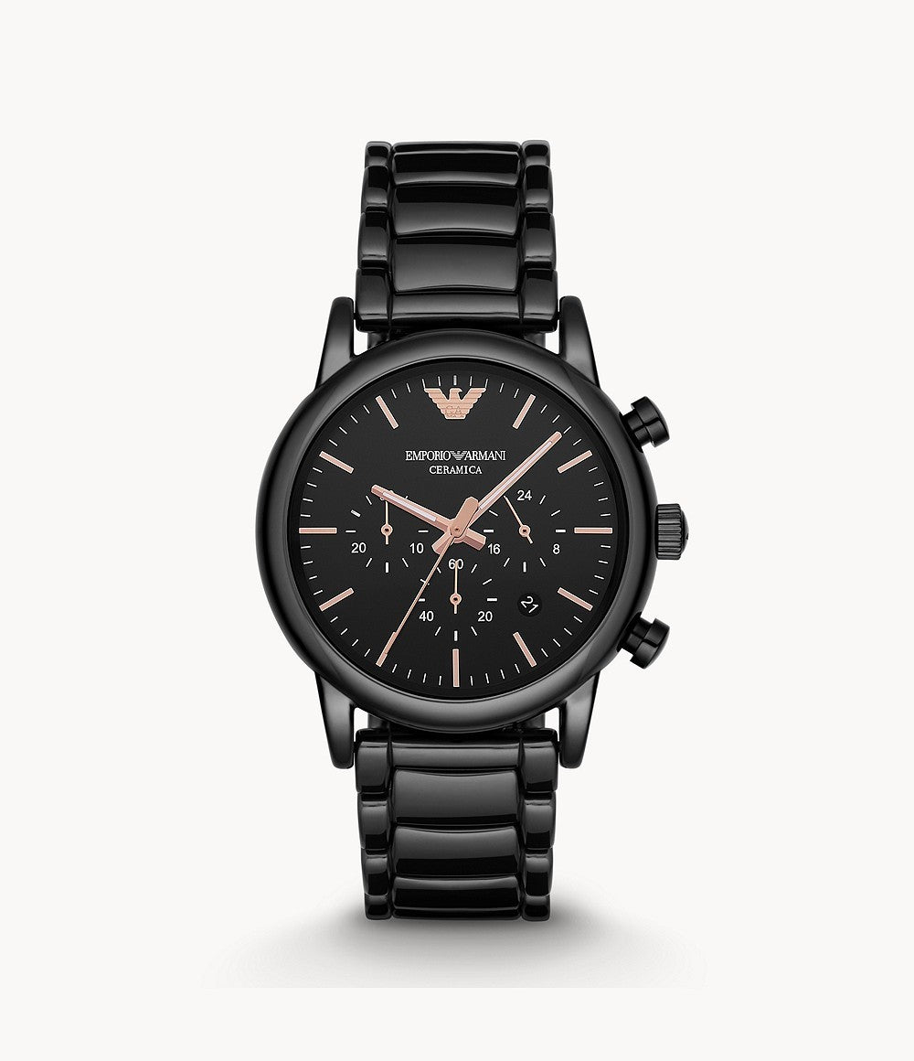  Shop Authentic Emporio Armani Luigi Ceramic Chronograph Black Dial Black Strap Watch For Men - AR1509 - Luxxuri