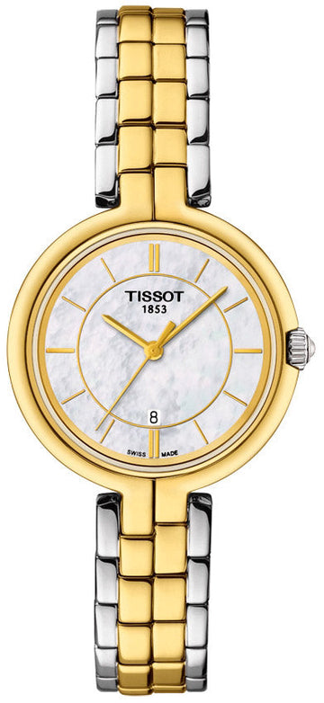  Shop Authentic Tissot Flamingo Mother of Pearl White Dial Two Tone Steel Strap Watch For Women - T094.210.22.111.01 - Luxxuri