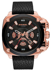  Shop Authentic Diesel BAMF Chronograph Black Dial Black Leather Strap Watch For Men - DZ7346 - Luxxuri