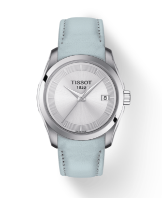  Shop Authentic Tissot T Classic Couturier Silver Dial Light Blue Leather Strap Watch For Women - T035.210.16.031.02 - Luxxuri