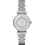  Shop Authentic Emporio Armani Gianni T-Bar Mother of Pearl Dial Silver Stainless Steel Watch For Women - AR1908 - Luxxuri