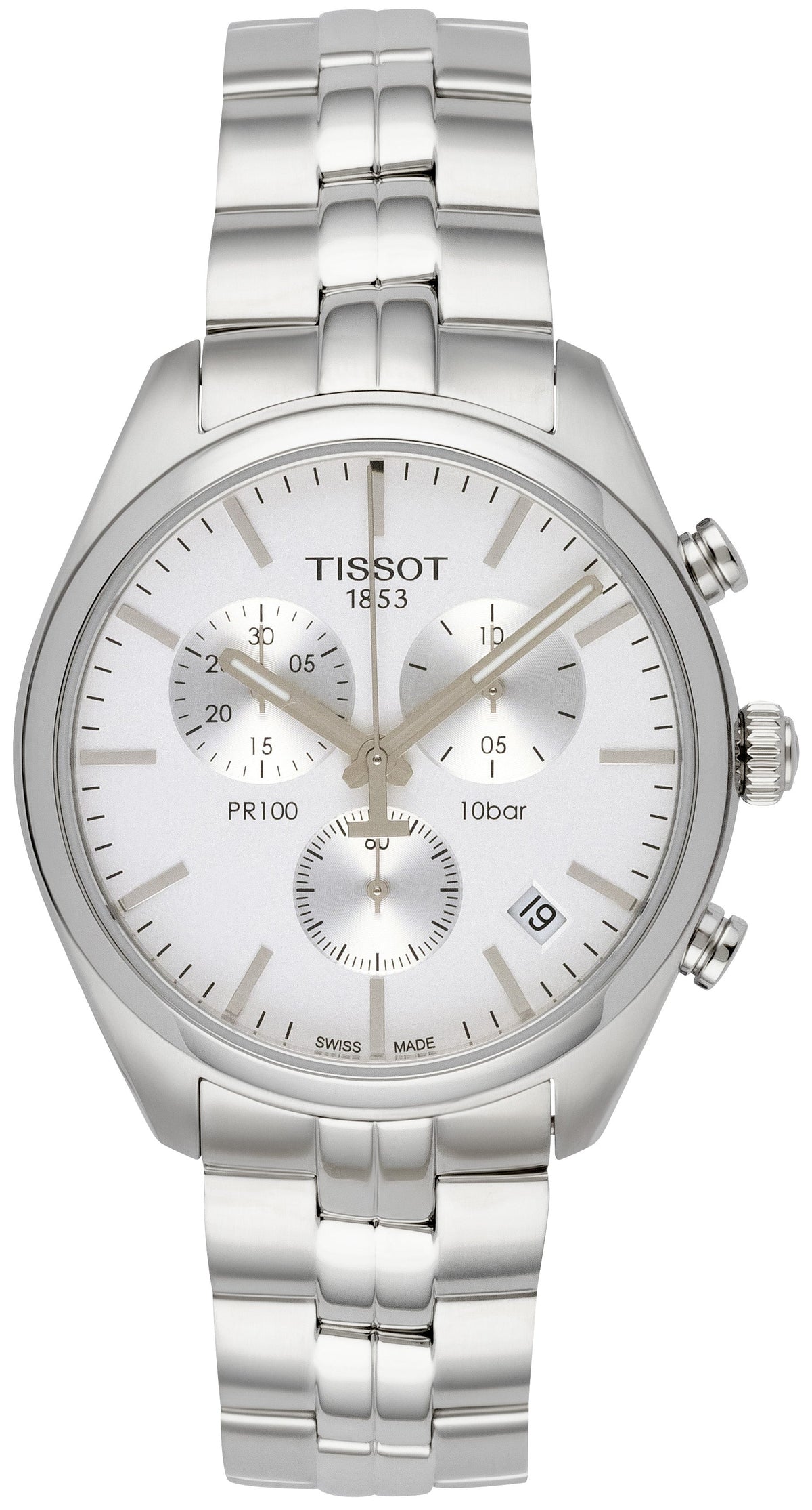  Shop Authentic Tissot T Classic PR 100 Chronograph Silver Dial Silver Steel Strap Watch For Men - T101.417.11.031.00 - Luxxuri