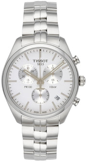  Shop Authentic Tissot T Classic PR 100 Chronograph Silver Dial Silver Steel Strap Watch For Men - T101.417.11.031.00 - Luxxuri