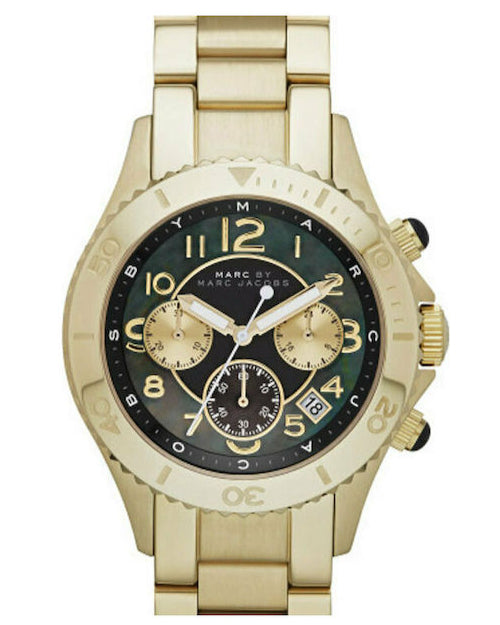  Shop Authentic Marc Jacobs Rock Chronograph Black Dial Gold Steel Strap Watch for Women - MBM3253 - Luxxuri