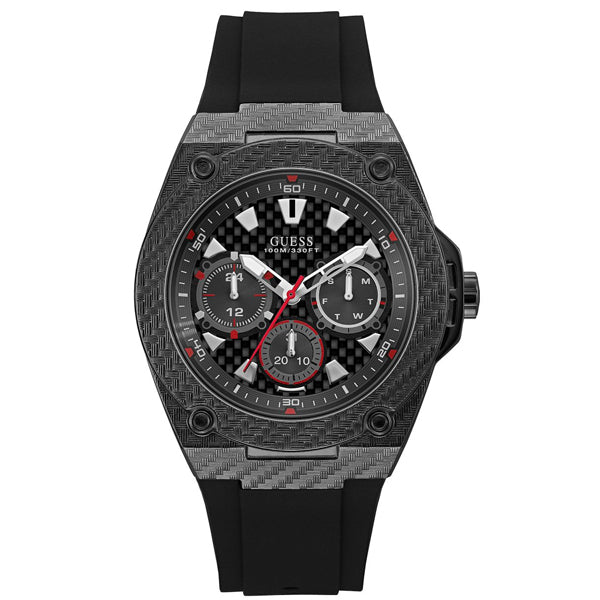  Shop Authentic Guess Legacy Black Dial Black Rubber Strap Watch For Men - W1048G2 - Luxxuri