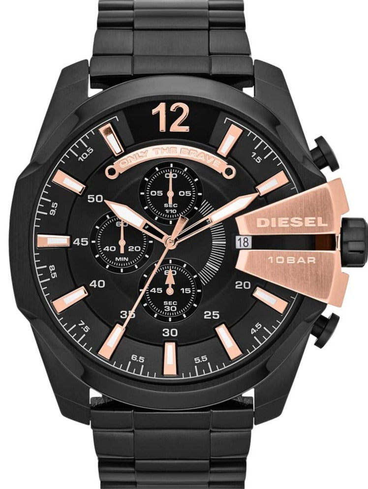  Shop Authentic Diesel Mega Chief Black Dial Black Steel Strap Watch For Men - DZ4309 - Luxxuri