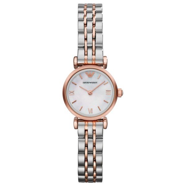  Shop Authentic Emporio Armani Mother of Pearl Dial Two Tone Steel Strap Watch For Women - AR1689 - Luxxuri