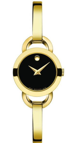  Shop Authentic Movado Rondiro 22mm Black Dial Yellow Gold Steel Strap Watch For Women - 0606888 - Luxxuri