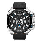  Shop Authentic Diesel BAMF Chronograph Black Dial Black Leather Strap Watch For Men - DZ7345 - Luxxuri
